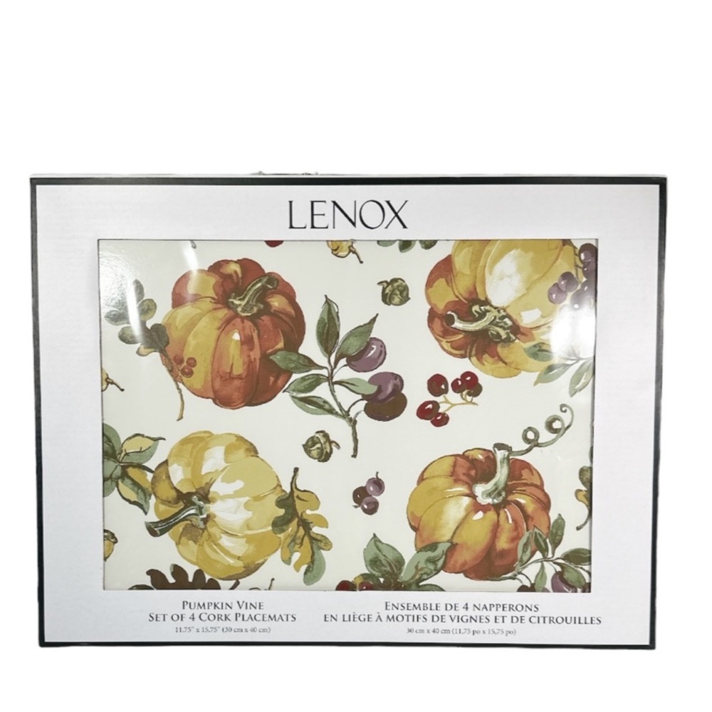 NEW Lenox PUMPKIN VINE Cork Placemats Set/4